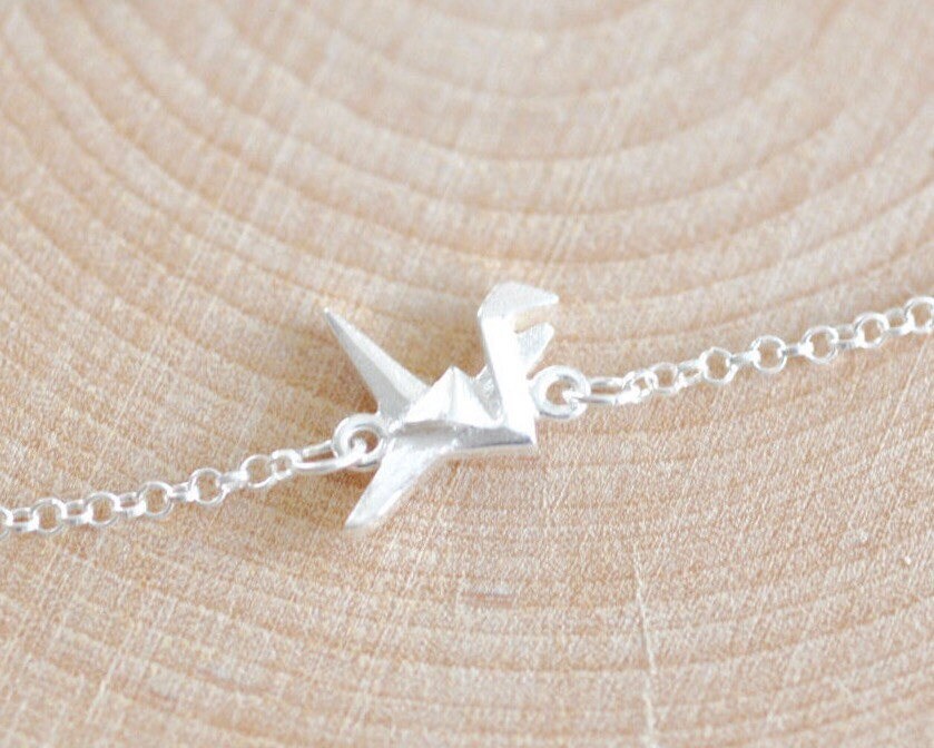 Origami Kranich Charm Armband, Tier Armbänder, Silber Schmuck, Jamber Schmuck 925 von JamberJewels