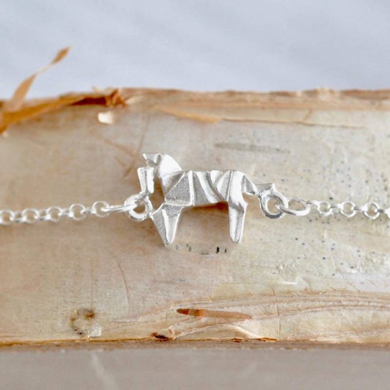 Origami Pferd Charm Armband, Sterling Silber, Reiterschmuck von JamberJewels