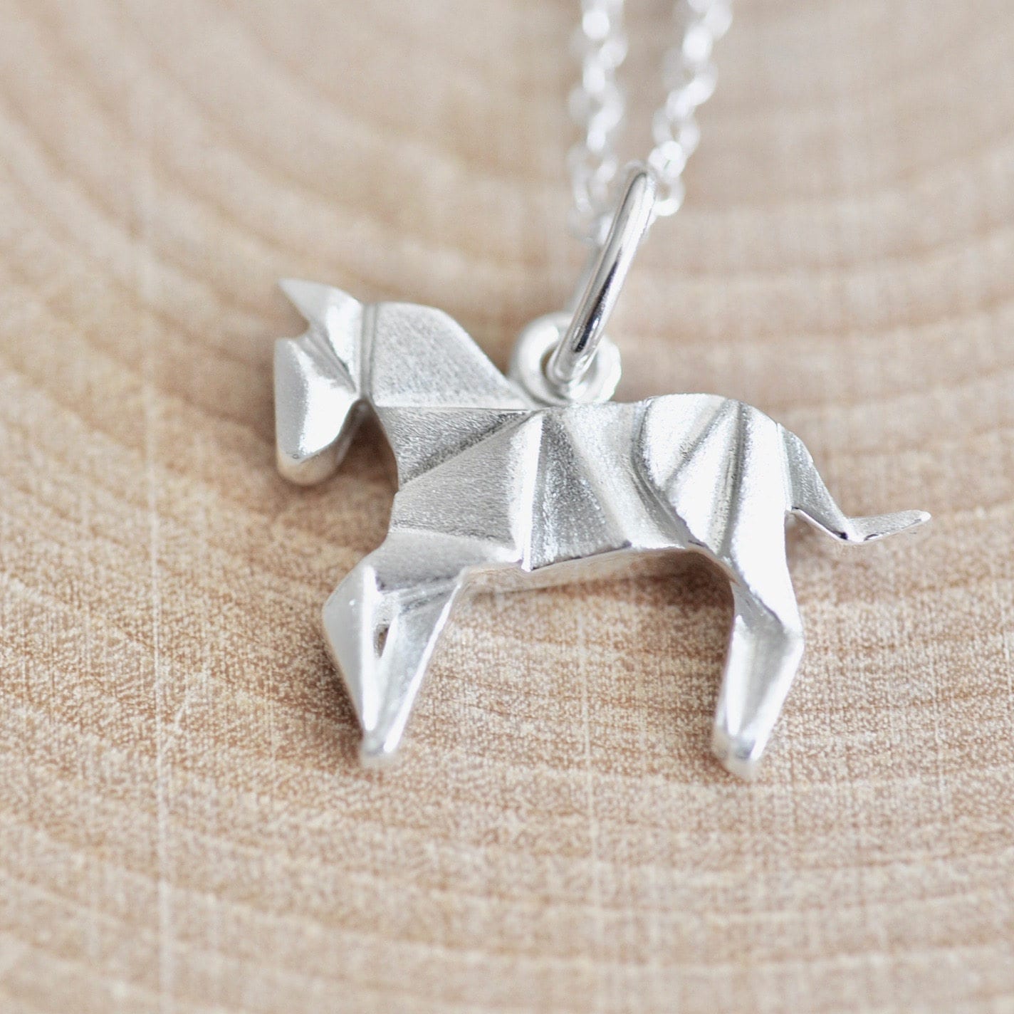 Origami Pferd Halskette in Sterling Silber 925, Halskette, Schmuck, Anhänger, Jamber Jewels 925 von JamberJewels
