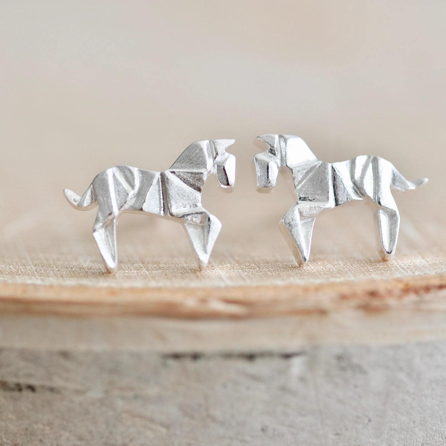 Origami Pferd Ohrstecker in Sterling Silber 925, Ohrringe, Tier Schmuck, Jamber Jewels 925 von JamberJewels