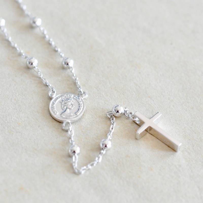 Zierliche Rosenkranz-Halskette Aus Sterlingsilber, Kreuz-Halskette, Lariat-Halskette, Layering-Halskette, Jamber Jewels 925 Zierliche Rosenkranz-Halskette Aus Sterlingsilber, Kreuz-Halskette, Lariat-Halskette, Layering-Halskette, Jamber Jewels 925 von JamberJewels