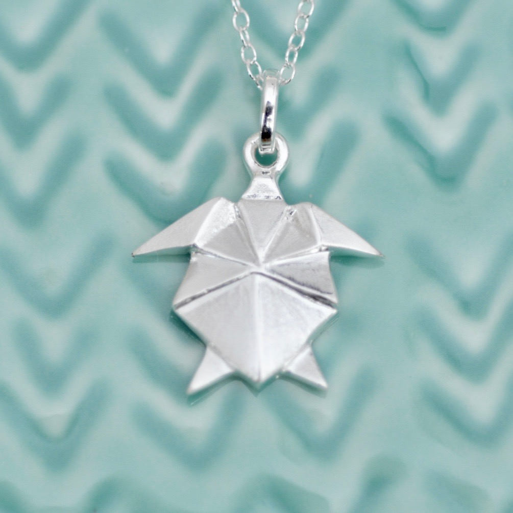 sterling Silber Origami Turtle Halskette, Meeresschildkröte Geschenk, Schmuck, Jamber Jewels 925 von JamberJewels