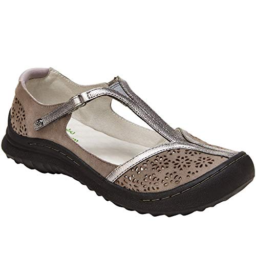 Jambu Creek Damen Sandalen mit T-förmigem perforiertem Riemen, Gunmetal/Grey, 39 EU von Jambu