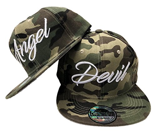 JameStyle26 Angel & Devil Snapback Set USA Cap Kappe Basecap Mütze Trucker Cappy Kult Partner Look (Angel & Devil Camouflage Set) von JameStyle26