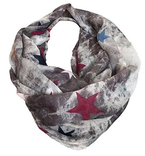 Fashion Star STERN LOOP Farbverlauf Rundschal Schlauchschal Stola Schal (Verlauf Grau) von JameStyle26