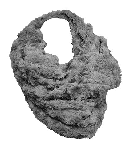 Flauschig Warmer Winter Loop Schal Fleece Schlauchschal Rundschal Blume Stern (Uni Grau) von JameStyle26