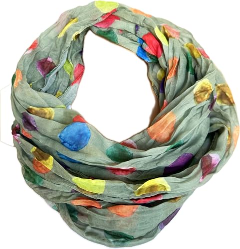 JameStyle26 Farbverlauf Dots Seide Sommer Loop Verlauf Regenbogen Rainbow Silk Uni Rundschal Schlauchschal Stola Schal leicht (Grün) von JameStyle26