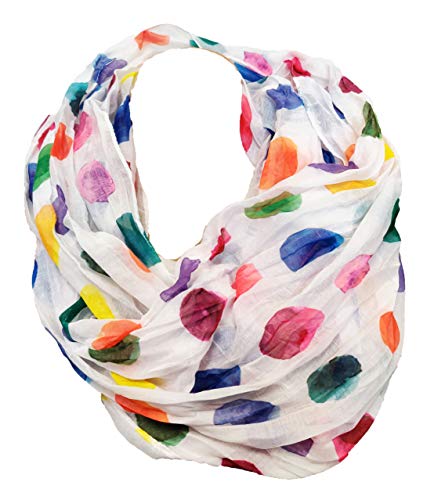 JameStyle26 Farbverlauf Dots Seide Sommer Loop Verlauf Regenbogen Rainbow Silk Uni Rundschal Schlauchschal Stola Schal leicht (Weiß) von JameStyle26