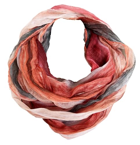 JameStyle26 Farbverlauf Seide Sommer Loop Verlauf Regenbogen Rainbow Silk Uni Rundschal Schlauchschal Stola Schal leicht (#2 Coral) von JameStyle26