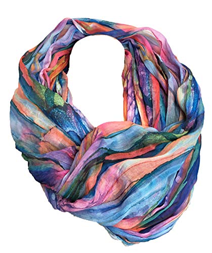 JameStyle26 Farbverlauf Seide Sommer Loop Verlauf Regenbogen Rainbow Silk Uni Rundschal Schlauchschal Stola Schal leicht (Blau) von JameStyle26