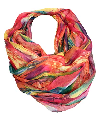 JameStyle26 Farbverlauf Seide Sommer Loop Verlauf Regenbogen Rainbow Silk Uni Rundschal Schlauchschal Stola Schal leicht (Pink) von JameStyle26