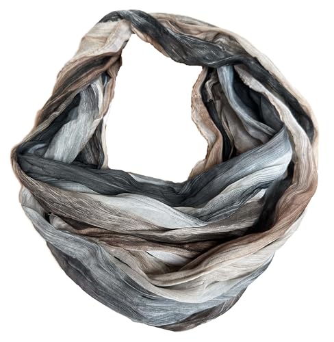 JameStyle26 Farbverlauf Seide Sommer Loop Verlauf Regenbogen Rainbow Silk Uni Rundschal Schlauchschal Stola Schal leicht (Streifen Schwarz) von JameStyle26