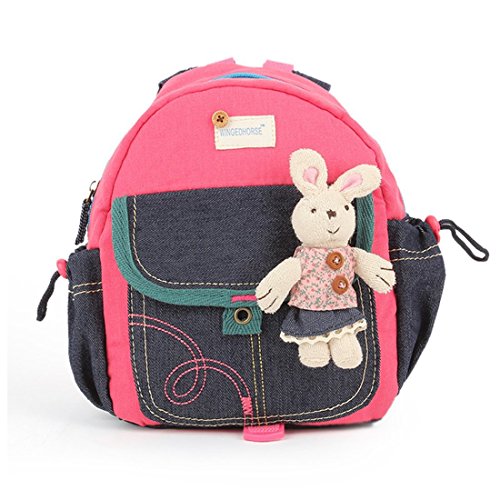 JameStyle26 Jeans Bunny Rabbit Baby Kinderrucksack Kindergarten Kaninchen Tornister Häschen Rucksack Schultasche Backpack Tasche Mädchen Junge (Rosa) von JameStyle26