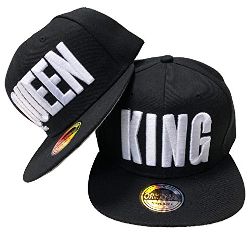 JameStyle26 King & Queen Snapback Set USA Cap Kappe Basecap Mütze Trucker Cappy Kult (King & Queen Schwarz Set) von JameStyle26