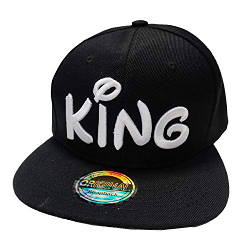 JameStyle26 King & Queen Snapback Set USA Cap Kappe Basecap Mütze Trucker Cappy Kult Partner Look (King M Schwarz) von JameStyle26