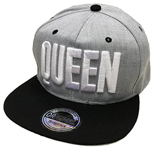 JameStyle26 King & Queen Snapback Set USA Cap Kappe Basecap Mütze Trucker Cappy Kult Partner Look (Queen Grau) von JameStyle26