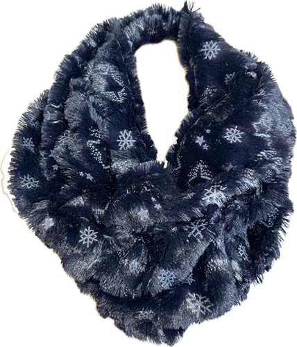 JameStyle26 Kuschelig Warmer Winter Loop Schal Fleece Schlauchschal Rundschal mit Stern oder Pfote (Stern Blau) von JameStyle26