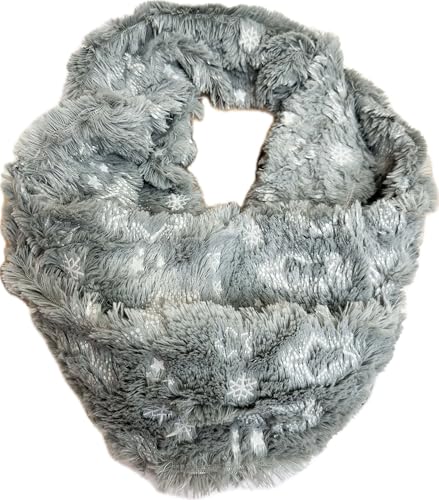 JameStyle26 Kuschelig Warmer Winter Loop Schal Fleece Schlauchschal Rundschal mit Stern oder Pfote (Stern Grau) von JameStyle26