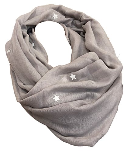 JameStyle26 Mini Stern LOOP Star Cotton Glitzer Uni Rundschal Schlauchschal Stola Schal (Grau) von JameStyle26
