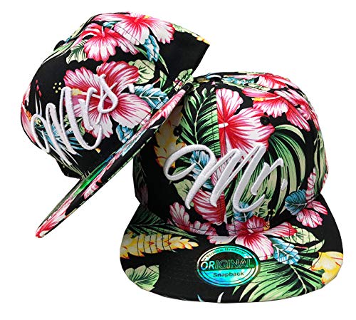 JameStyle26 Mr. & Mrs. Snapback Set USA Cap Kappe Basecap Mütze Trucker Cappy Kult (Mr. Mrs. Set Bunt) von JameStyle26