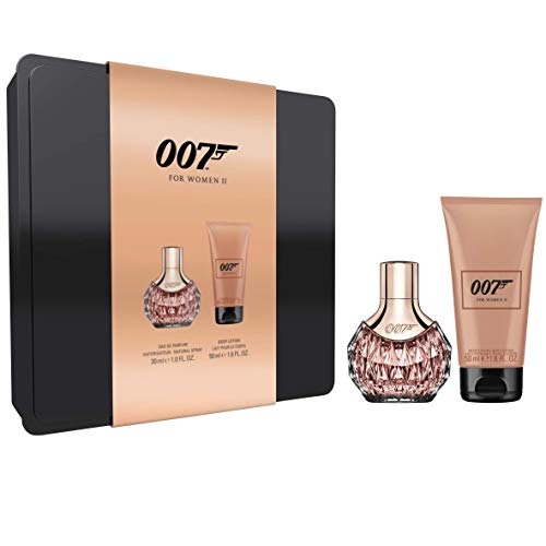 James Bond for Woman Tin Box II, Verführerisches Eau de Parfum und Bodylotion für jeden Anlass, für moderne und feminine Frauen, 1 x 30 ml und 1 x 50 ml von James Bond