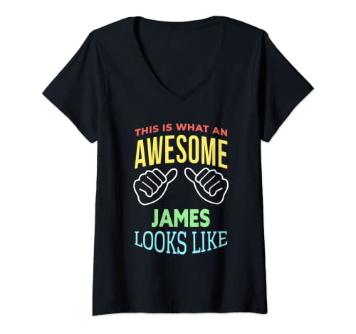 Damen Funny Awesome James Spruch Name James T-Shirt mit V-Ausschnitt von James Designs