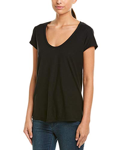 James Perse Damen T-Shirt mit tiefem V-Ausschnitt, schwarz, 34 von James Perse