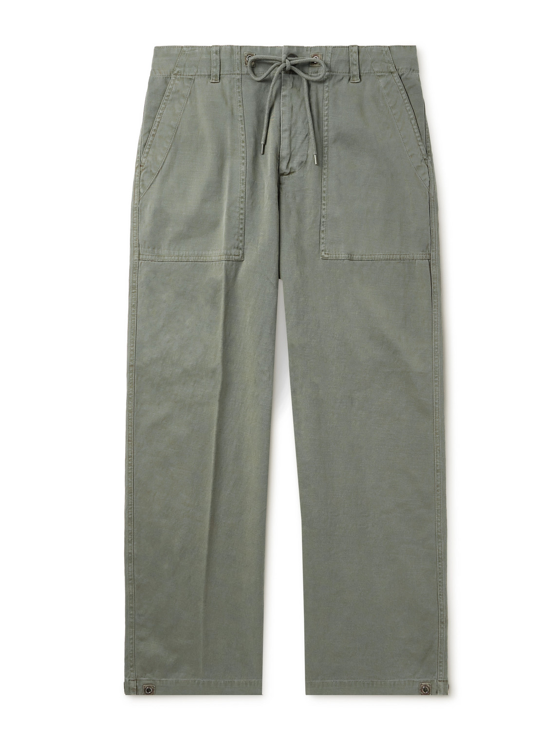 James Perse - Flight Straight-Leg Slub Cotton-Blend Twill Drawstring Trousers - Men - Green - UK/US 36 von James Perse