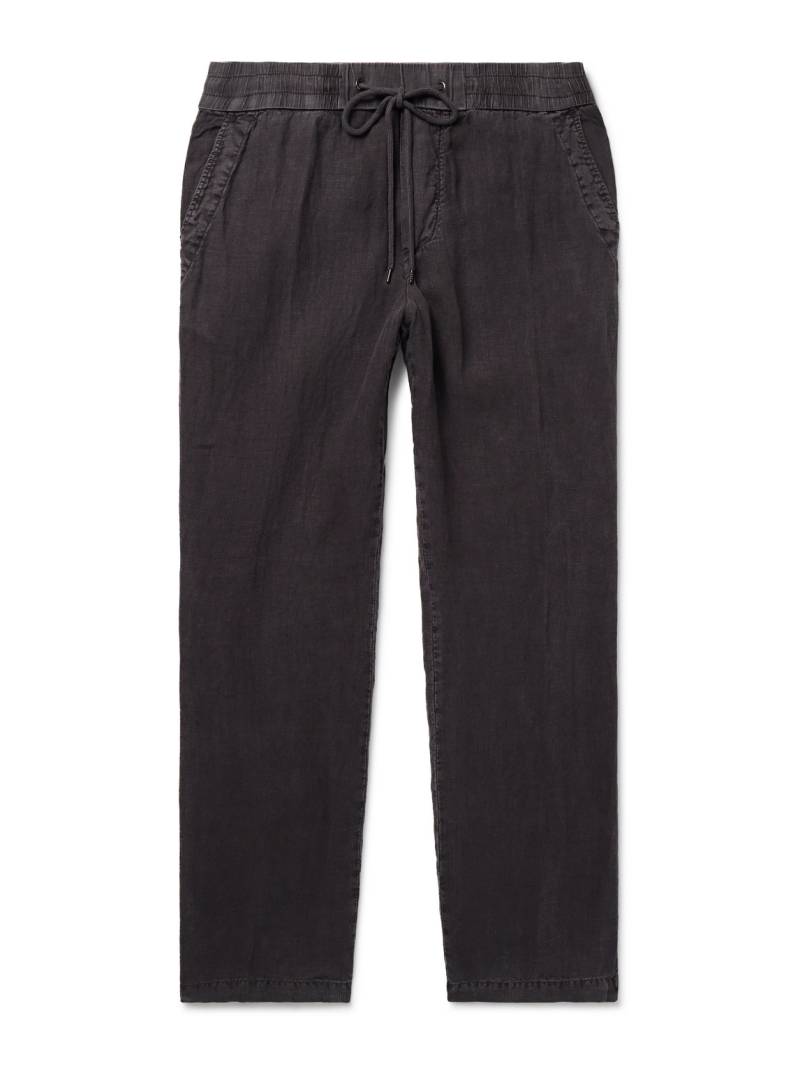 James Perse - Straight-Leg Garment-Dyed Linen Drawstring Trousers - Men - Gray - 3 von James Perse