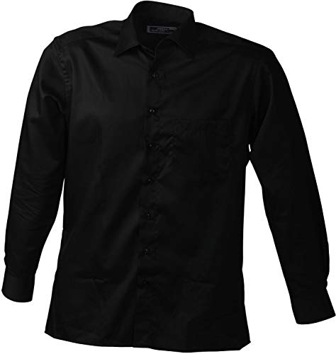 Business Twill Hemd - Farbe: Black - Größe: 3XL von James & Nicholson