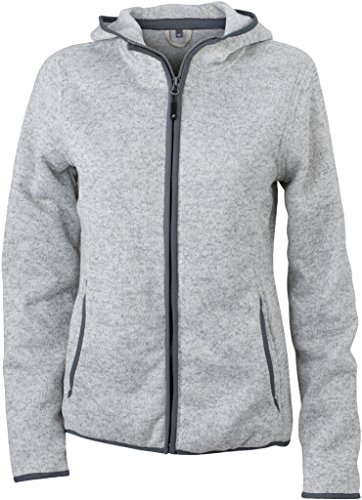 James & Nicholson Damen Strick Kapuzenjacke - Taillierte Kapuzenjacke in melierter Strickoptik | Farbe: Light-Melange/Carbon | Grösse: XXL von James & Nicholson