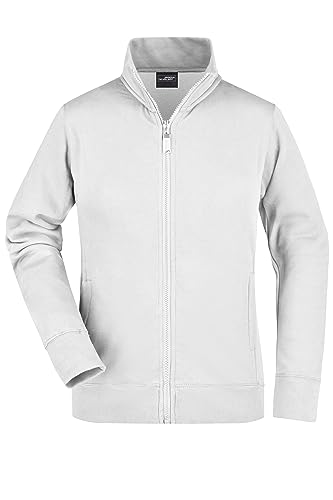 James & Nicholson Damen Sweatjacke - Hochwertige Sweatjacke mit Stehkragen | Farbe: white | Grösse: L von James & Nicholson