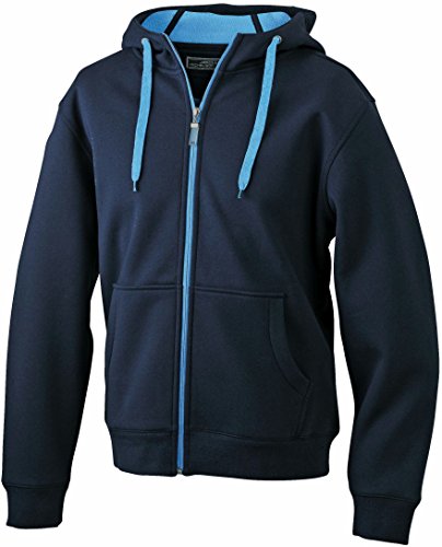 Doubleface Kapuzenjacke Kontrastfarben - Farbe: Navy/Aqua - Größe: L von James & Nicholson