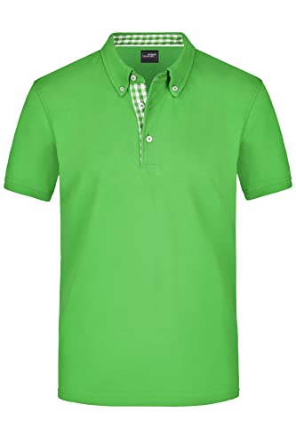 James & Nicholson Klassisches Herren Polohemd - Polohemd mit Button-Down-Kragen | Farbe: lime-green/lime-green-white | Grösse: 3XL von James & Nicholson