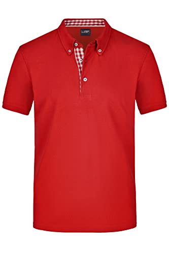 James & Nicholson Klassisches Herren Polohemd - Polohemd mit Button-Down-Kragen | Farbe: red/red-White | Grösse: XXL von James & Nicholson