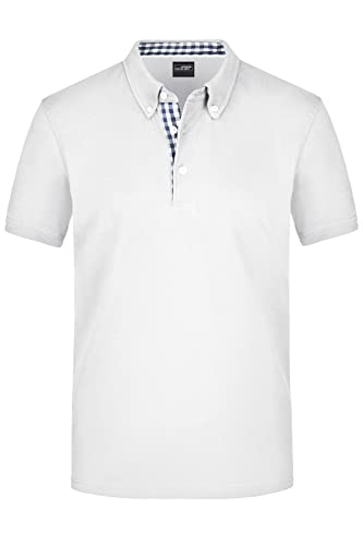 James & Nicholson Klassisches Herren Polohemd - Polohemd mit Button-Down-Kragen | Farbe: White/Navy/White | Grösse: 3XL von James & Nicholson