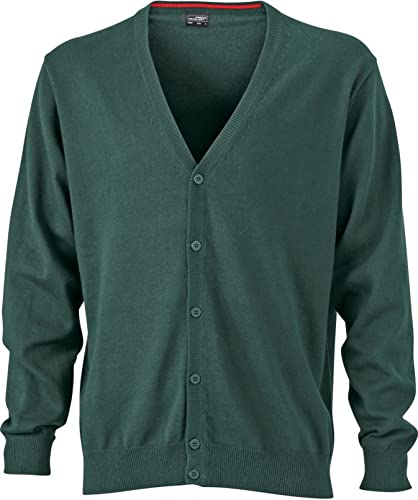 Herren-Cardigan mit V-Ausschnitt - Cardigan für Herren mit V-Ausschnitt Gr. 40, Vert - Green - Forest von James & Nicholson