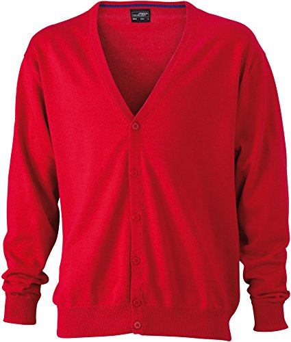 Herren-Cardigan mit V-Ausschnitt - Cardigan für Herren mit V-Ausschnitt Gr. 56, rot - rot von James & Nicholson
