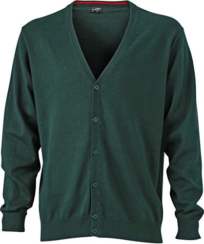 Herren-Cardigan mit V-Ausschnitt - Cardigan für Herren mit V-Ausschnitt Gr. L, Vert - Vert von James & Nicholson