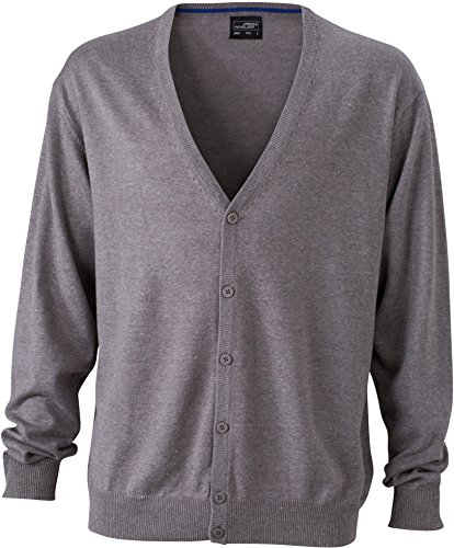 Herren-Cardigan mit V-Ausschnitt - Cardigan für Herren mit V-Ausschnitt Gr. XX-Large, grau von James & Nicholson