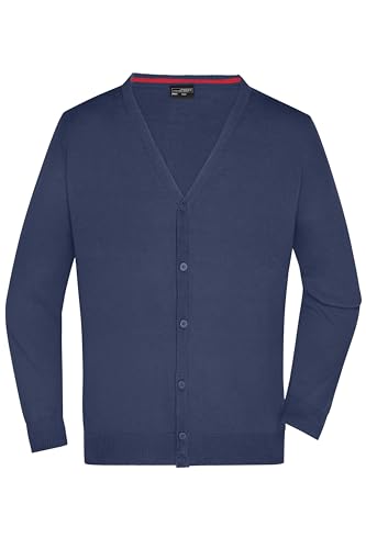 James & Nicholson Herren Strickjacke - Leichter Cardigan aus hochwertiger Baumwolle | Farbe: Navy | Grösse: XXL von James & Nicholson