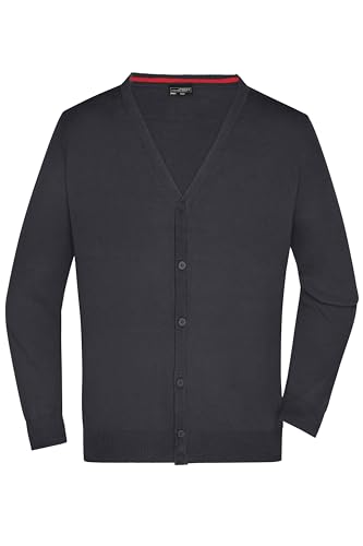 James & Nicholson Herren Strickjacke - Leichter Cardigan aus hochwertiger Baumwolle | Farbe: Black | Grösse: 3XL von James & Nicholson