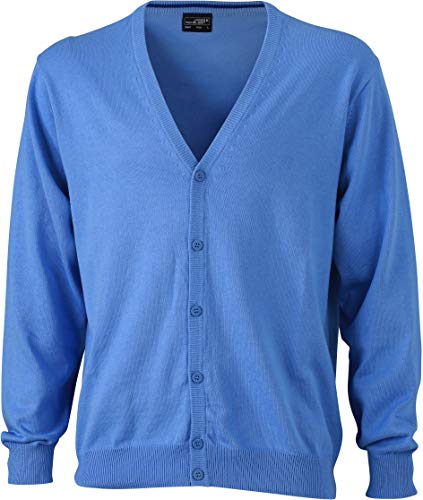Herren-Cardigan mit V-Ausschnitt - Cardigan für Herren mit V-Ausschnitt XX-Large Bleu - Glacier-Blue von James & Nicholson