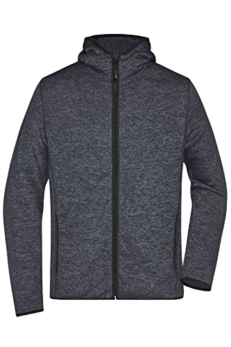 James & Nicholson Herren Strick Kapuzenjacke - Sportive Kapuzenstrickjacke in Melange Optik | Farbe: Dark-Melange/Black | Grösse: L von James & Nicholson