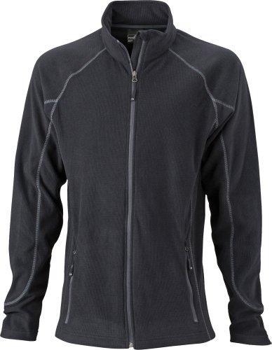 J&N - Damen Fleecejacke mit Struktur (JN596), Schwarz/Karbon, Gr. L von James & Nicholson