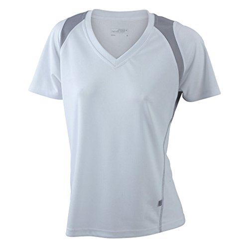 JAMES & NICHOLSON Atmungsaktives Laufshirt (M, white/silver) von James & Nicholson