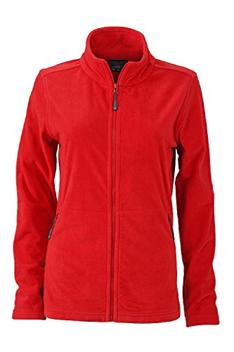 JAMES & NICHOLSON Damen Klassische Fleece-Jacke mit Stehkragen (L, red) von James & Nicholson