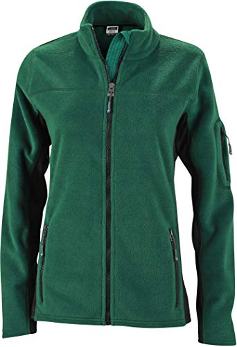 JAMES & NICHOLSON Damen Strapazierfähige Fleece Jacke im Materialmix (3XL, dark-green/black) von James & Nicholson