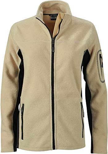 JAMES & NICHOLSON Damen Strapazierfähige Fleece Jacke im Materialmix (3XL, stone/black) von James & Nicholson