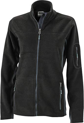 JAMES & NICHOLSON Damen Strapazierfähige Fleece Jacke im Materialmix (M, black/carbon) von James & Nicholson